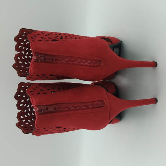 Aldo sz 8.5 Open Toe Caged High Heel Zip Back Boots - Picture 4 of 6